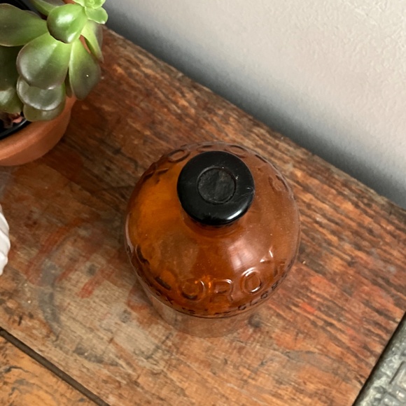 Antique Vintage Clorox Amber Brown Orange Glass Bottle Skinny Neck 16 Ounce - Picture 4 of 8